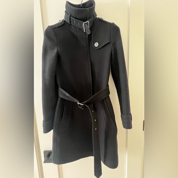 Burberry Brit Rushworth Belted Wool/Cashmere Black Coat, Size 2US, 36EU - Picture 4 of 12